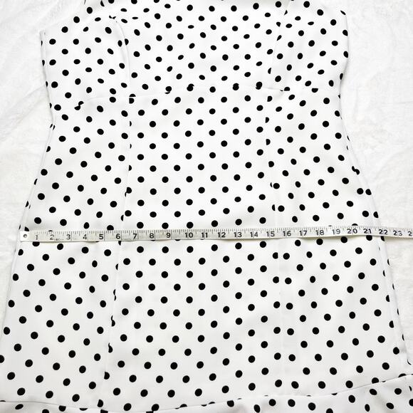 NEW NINE WEST White with Black Polka Dots Fitted Ruffled Sun Dress NWT size 14 - Picture 8 of 11